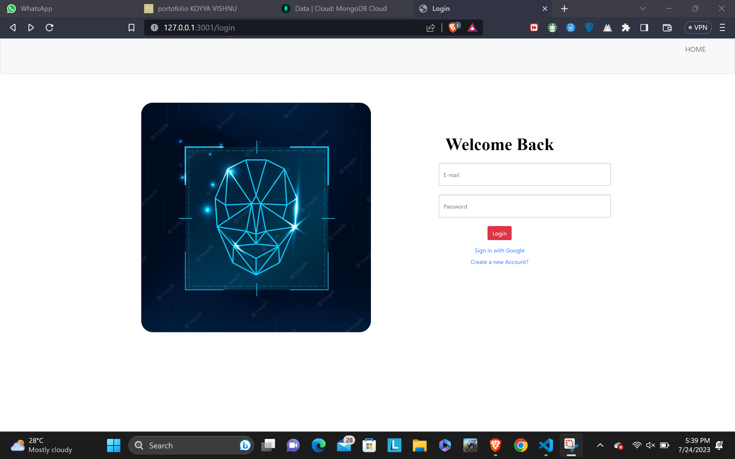 Login page including OAuth